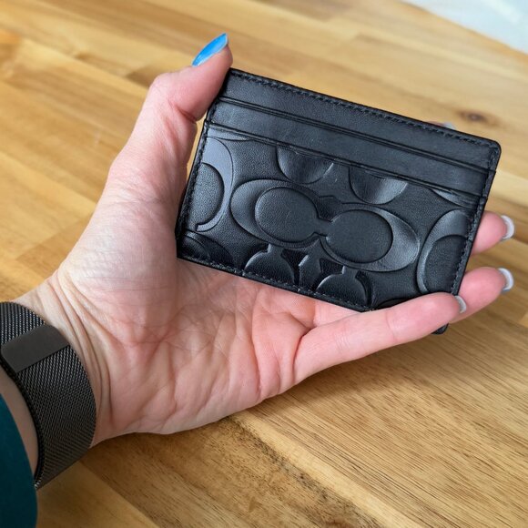 Coach Black Embossed Leather Card Case with Money Clip NWOT - Picture 3 of 4